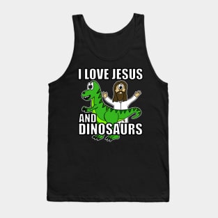 I Love Jesus And Dinosaurs Funny Christian Humor Tank Top